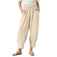 thumbnail image 2 of LvhaoGJOB Kids' Wide-Leg Pants - Soft, Elastic Waist & Pockets - Beige 9-10 Years, 2 of 5