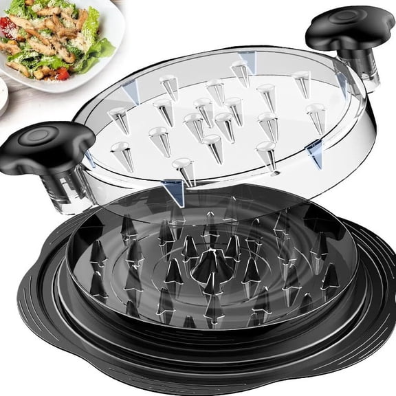 10" Chicken Shredder with Tray, Large Meat Shredder Tool Twist with Brush, BPA-Free Meat Grinder, Visible Lid, Anti-Slip Base, for Pork, Beef, Chicken,black
