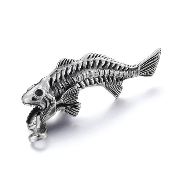 Fachoice Fish Bone Pendant for Men Fish Skull Necklace, Gothic Fish Bone Necklace Cool Fish Bone Necklace Men’s Fish Skeleton Jewelry Punk Fish Bone Necklace Fish Skeleton Charm Necklace