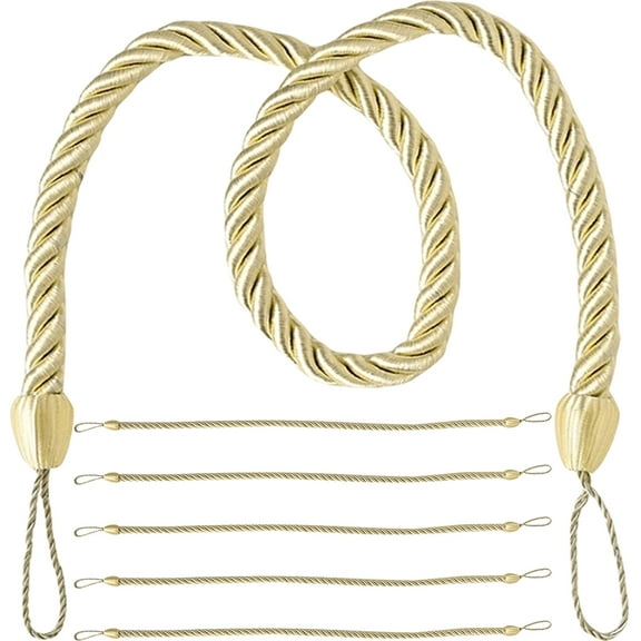 FUEENIRVA Curtain Tiebacks Adjustable Beige Oxford Rope for Home Decor