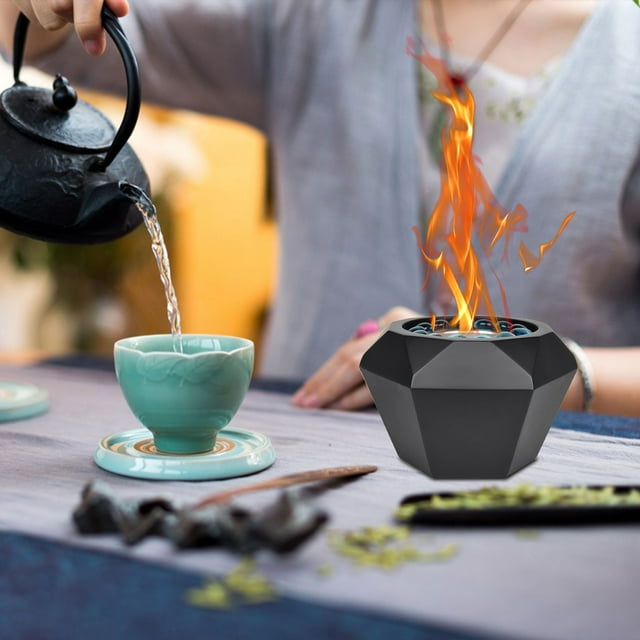 Fiudx Estufa de Hormigón Portátil, Elegante Diseño de Sobremesa, Brasero de Etanol Resistente Al Viento, Seguro y Fácil de Usar, Ideal para Fiestas En Interiores y Exteriores, Ideal para Reuniones, C