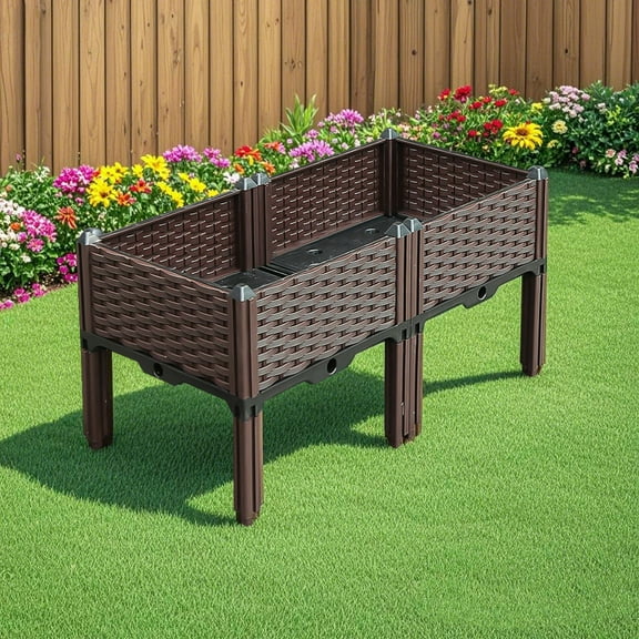 SOGA 80cm Raised Planter Box Vegetable Herb Flower Outdoor Plastic Plants Garden Bed with Legs