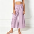 thumbnail image 2 of Gubotare Girls School Pants Kids Striped Summer Casual Pants Boys & Girls Elastic Waist, Comfortable Loose-Fit Play Pants Size 11-12 (Light Purple,11-12 Years), 2 of 4