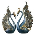 thumbnail image 4 of Adornos de pavo real, 2 piezas de adornos de pavo real, escultura de pavo real de escritorio natural, decoración de escritorio construida para el futuro Jadeshay A, 4 of 8