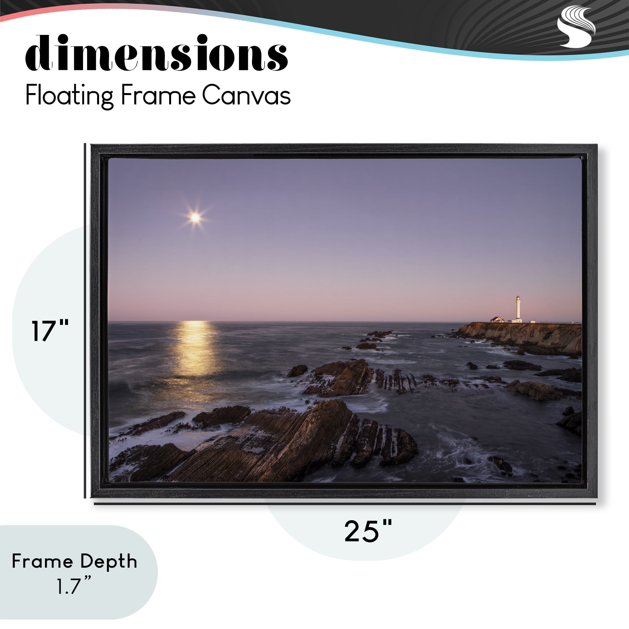 Stupell Industries Moon Arena Coastline Black Framed Floater Canvas Wall Art, design by Shelley Carlisle