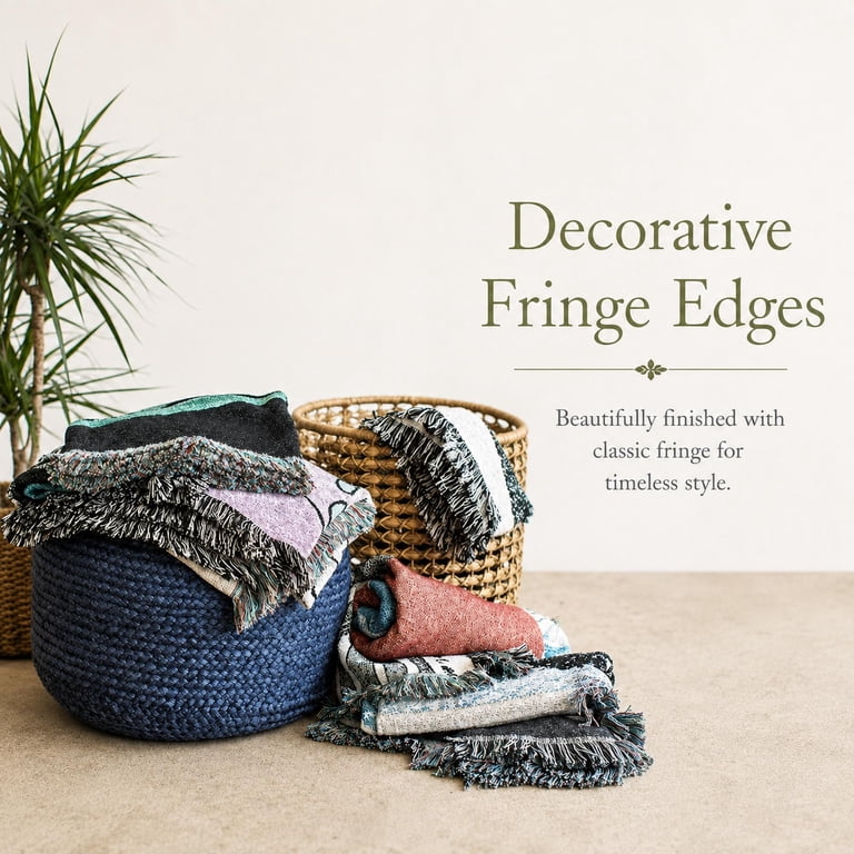 Charcoal Sage Terracotta Diamond Woven Throw Blanket, Cotton with ...