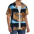 thumbnail image 4 of Easygdp Ocean Scene with Noah's Ark Men's Casual Short-sleeved Shirt with Pocket and Button Suitable for Beach Vacation Leisure - Medium, 4 of 7