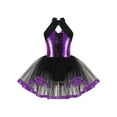 thumbnail image 1 of YEAHDOR Kids Girls Shiny Sequins Ballet Tutu Dress Halter Cutout Mesh Skirted Leotard Jazz Latin Dance Costume, 1 of 5