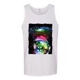 thumbnail image 2 of Trippy Neon Space Astronaut Lunar Cat | Mens Cat Lover Graphic Tank Top, White, Small, 2 of 4