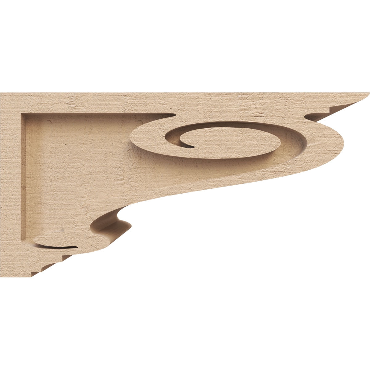 6"W x 12"D x 6"H Wide Scroll Rough Cedar Woodgrain TimberThane Corbel, Primed Tan