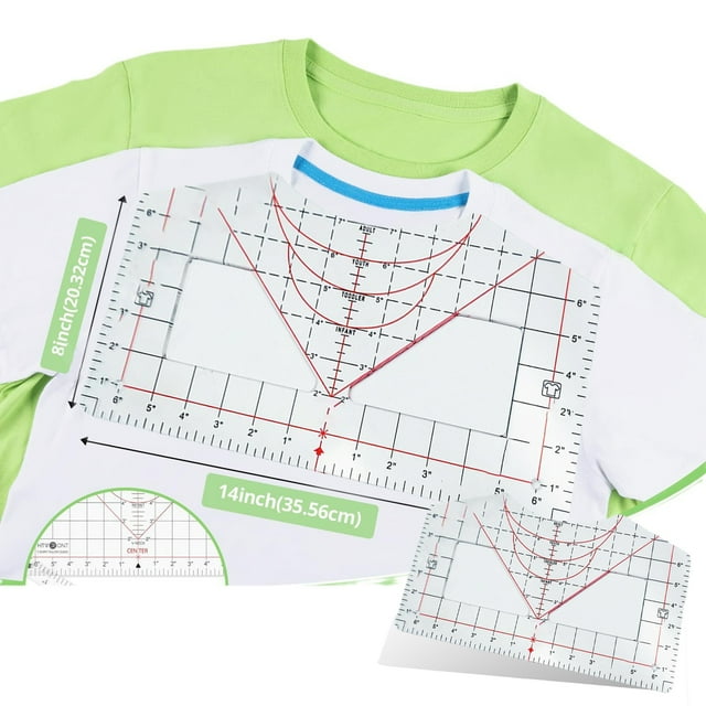 Musbetu T-shirt Acrylic Ruler Guide T-Shirt Scale Guide Heat Press Shirt Measurement Tool Supplies T-shirt Alignment Tool