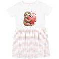 thumbnail image 3 of Inktastic Cute Sloth Hugging Heart Girls Toddler Dress, 3 of 5
