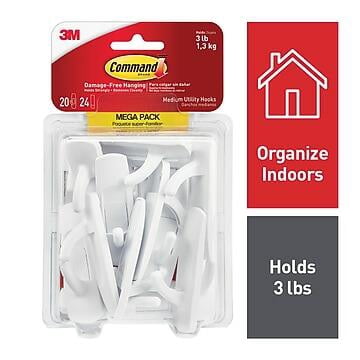 Command 17001-MPES Utility Hooks, Medium, 20-Pk. - Quantity 2
