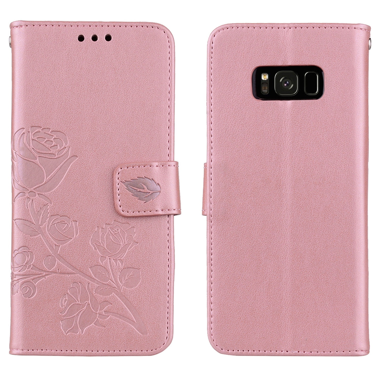 Galaxy S8+ Plus Case, Allytech [Embossed Rose Series] Folding Folio