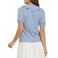 thumbnail image 3 of MODA NOVA Junior's Heart Print Peter Pan Collar Short Sleeves Blouse Blue S, 3 of 5