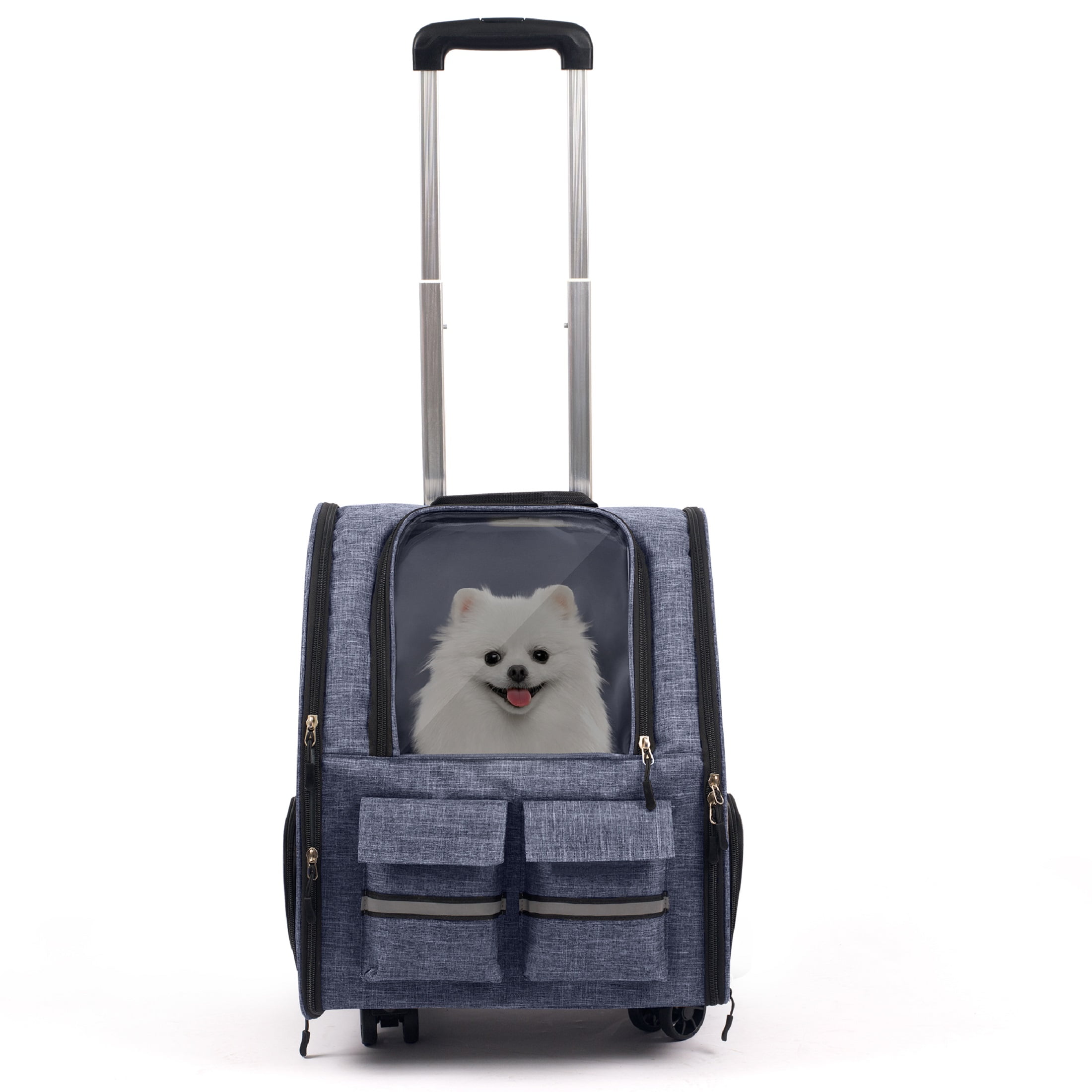 Portable and Breathable Pet Trolley Case Large Capacity Pet Air Case Going Out Dog Cat Suitcase, Purple