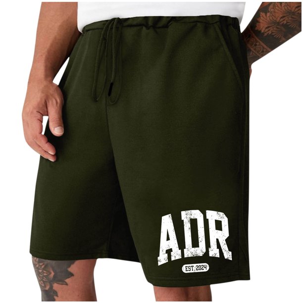 Mens Casual Shorts Lace-Up Elástico Cintura Bolsillo Ejercicio Fitness Hogar Pantalones de Media Longitud para Diario