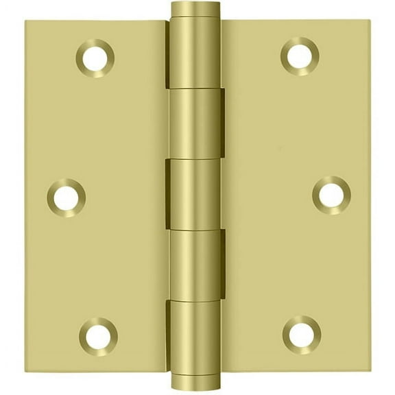 3.5" x SQR Solid Brass Hinge 2/pk - Polished Brass