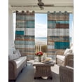 thumbnail image 4 of Turquoise Brown Blackout Curtains 54 Inches Long for Bedroom, Vintage Country Ombre Wooden Grain Thermal Insulated Room Darkening Black Out Window Curtain Panels Grommet Drapes for Living Room, 4 of 8