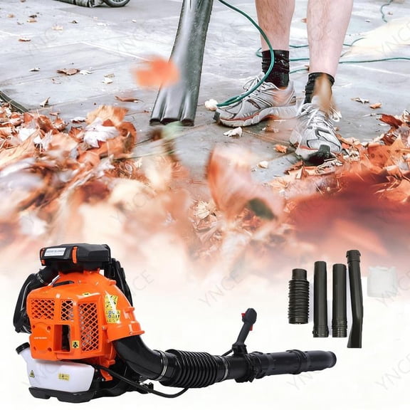 YNCE 80CC Gas Leaf Blower, 2 Cycle Backpack Leaf Blower, Up to 900CFM and 206MPH , Variable Speed & Cruise Control, Powerful Blowing Force (Orange)