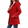 thumbnail image 3 of Fleece Jacket for Women Hooded Sherpa Jacket Button Down Cable Knit Long Sleeve Fall Winter Warm Coat with Pockets, 3 of 7