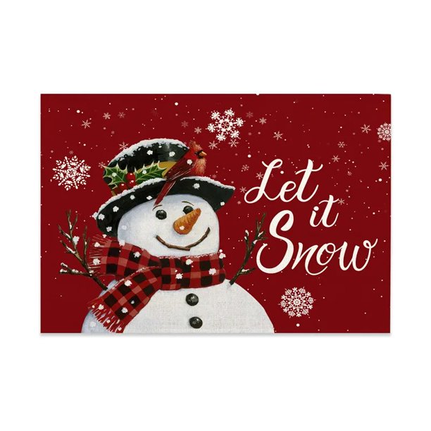 Christmas Linen Placemat Meal Cushion 32x42cm For Dining Room Kitchen Living Room and Xmas Festival