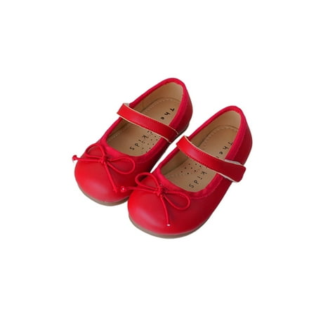 

Crocowalk Girl Mary Jane Comfort Flats Bowknot Dress Shoes Children Leather Shoe Wedding Lightweight Ankle Strap Red 7C