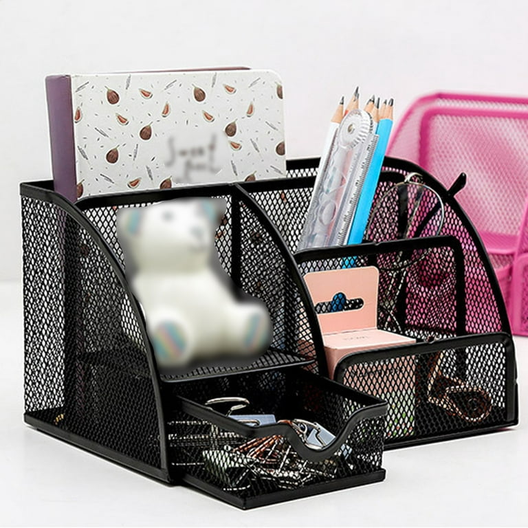 SUWHWEA Pen Holder Mesh Pencil Holder, Desk Organizers With 7 Compartments  For Pens, Markers, Scissors And Other Stationery, Pen Holder For Home  School Office Supplies On Clearance Great Gifts 