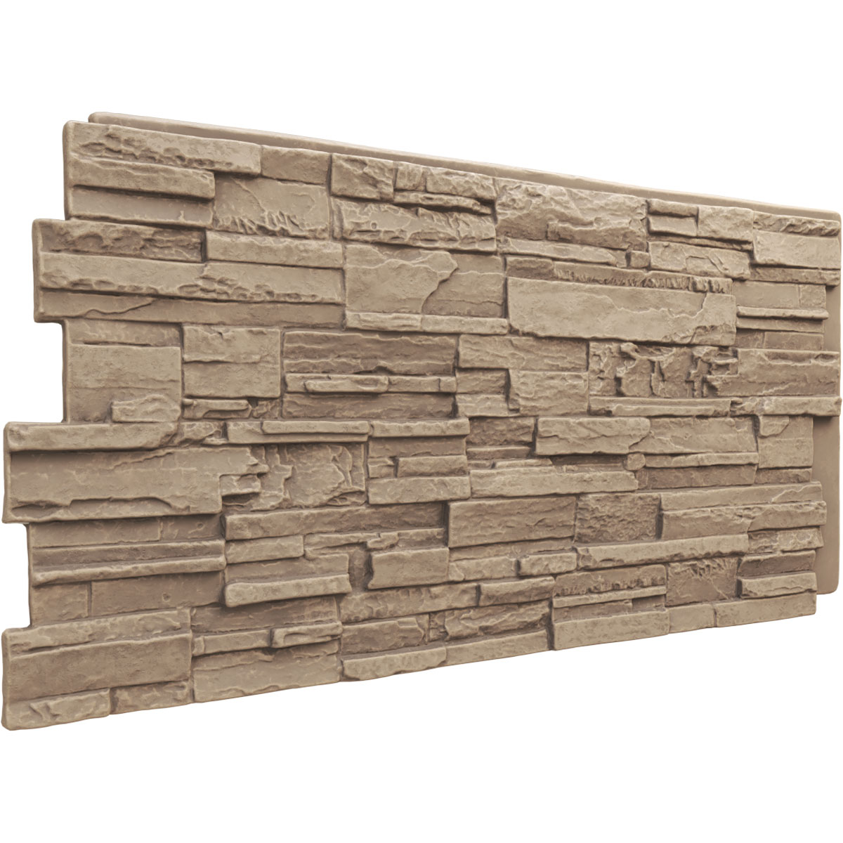 Ekena Millwork 48 5/8"W x 24 3/4"H x 1 1/4"D Cascade Stacked Stone, EverStone Faux Stone Siding Panel, Valley Spring