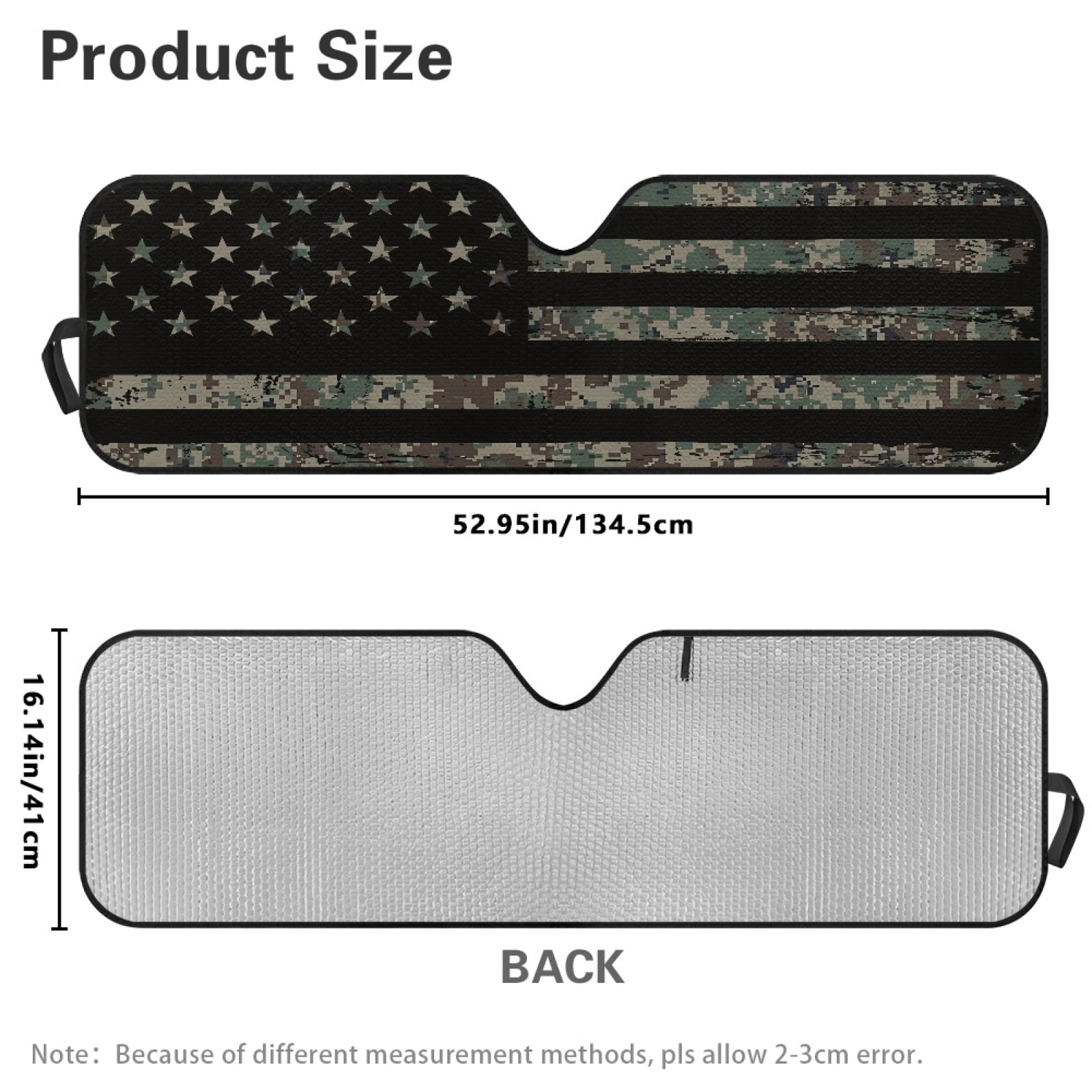 Jeiento Camouflage Flag Windshield Sun Shade for Jeep Wrangler TJ JK JKU JL JLU ,Aluminum Foil Film Car Winshied Sunshade,Effectively Blocking Heat and UV Rays