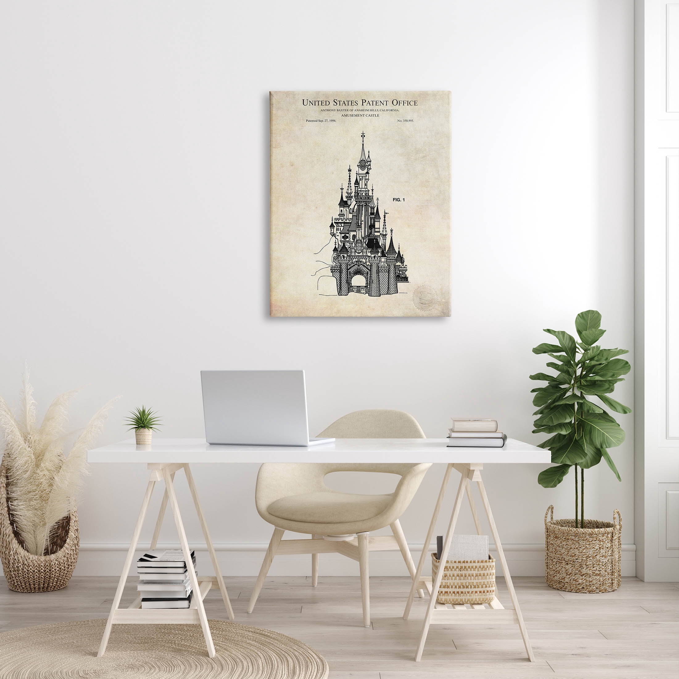 Stupell Industries Fantasy Castle Vintage Diagram Graphic Art Gallery Wrapped Canvas Print Wall Art, Design by Karl Hronek