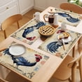 thumbnail image 5 of Placemat Set of 6 White Blue Rooster Placemats for Dining Table Retro Style Letter Washable Table Mats for Kitchen and Party Decor Indoor & Outdoor Use, 5 of 8