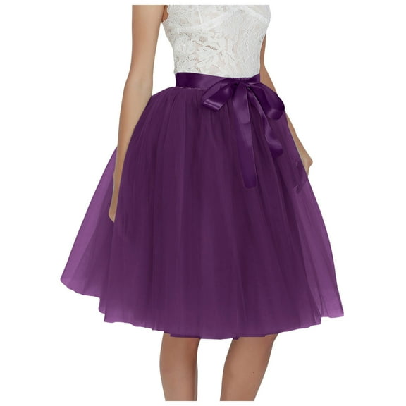 vigerkar Women's Tulle Skirt Knee Length Layered Wedding Party Homecoming Prom Dress Dark Purple, M