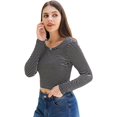 thumbnail image 4 of GHSDFBB Women's Basic Round Neck Long Sleeve Crop Top, 4 of 7