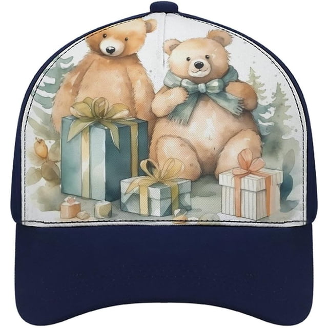 Bear and Gift Baseball Cap Classic Golf Cap Soft Dad Hat Multicolor Adjustable Low Profile Hat Unisex