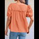 thumbnail image 4 of Camisetas Babydoll Peplum con Mangas Abullonadas para Mujer, de Algodón Ahumado Plisado, Holgadas e Informales, de Verano. Color Naranja L, 4 of 10