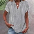 thumbnail image 2 of Ahabrexf Womens Tops Short Sleeve V Neck Blouse 95 Polyester 5 Spandex Shirt for Women, 2 of 3