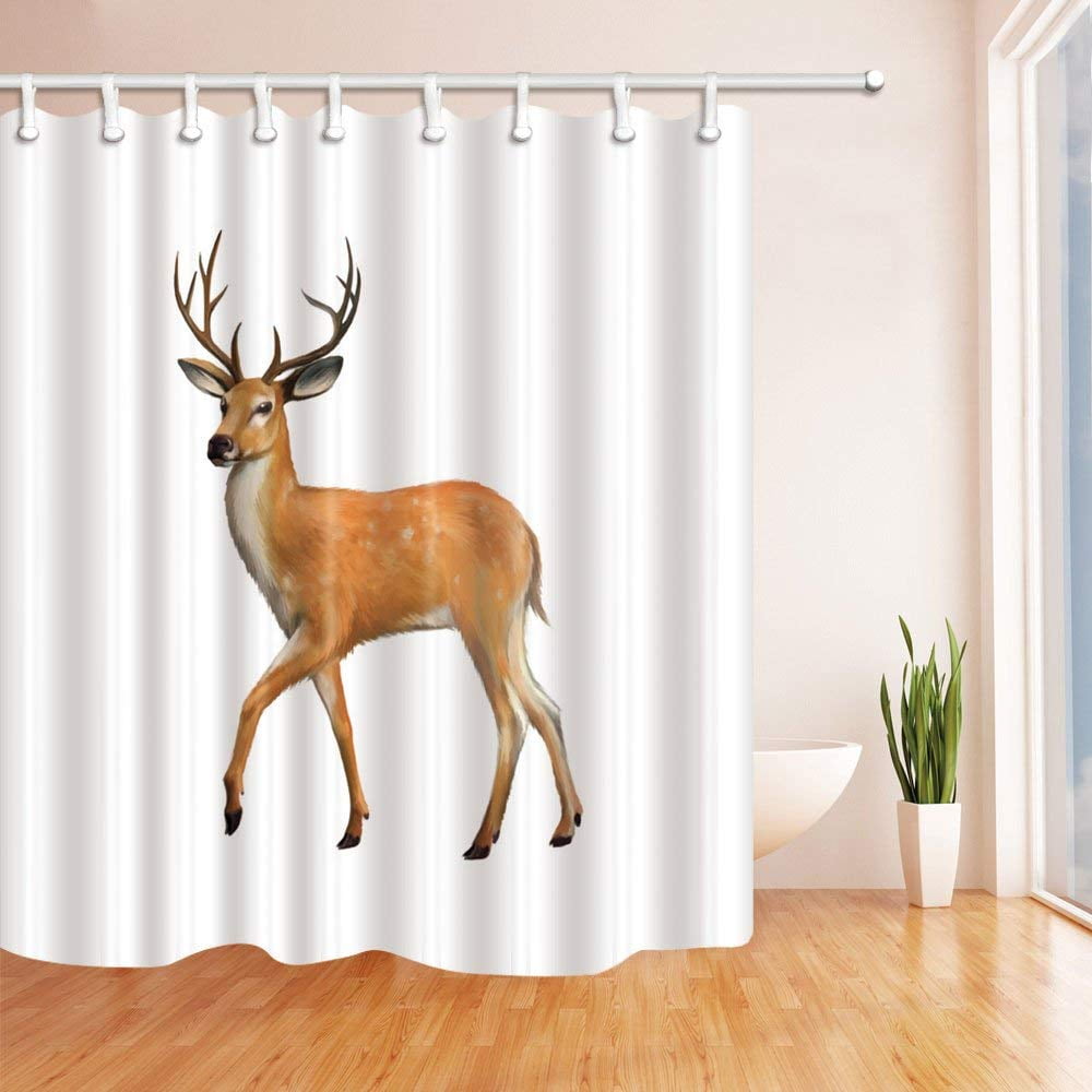 ARTJIA Deer Decor Elk Polyester Fabric Bathroom Shower Curtain 66x72 
