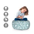 thumbnail image 2 of Floral Storage Toy Bag Chair, Modern Abstract Soft Continuous Anemone Flowers Leaves Grungy Art Sketching, Stuffed Animal Organizer Washable Bag, Small Size, Pale Teal and White, by Ambesonne, 2 of 3