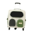 thumbnail image 2 of Mochila transportadora para gatos con carrito y ruedas, material de nailon, de malla lateral ergonómica, plegable, impermeable, manos libres. Verde, 2 of 8