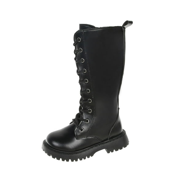 REDARER Autumn Children Girls Sports Shoes Flat Thick Bottom Non Easy to Wear PU Upper Comfortable Boots,Winter Boots,Girls Boots,Size:12-13 Years