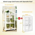 thumbnail image 3 of Xcnengy 62in Wood Greenhouse, Portable Cold Frame with Wheels & Adjustable Shelves, Large Balcony Garden Plant Cabinet for Indoor/Outdoor, White, 3 of 6
