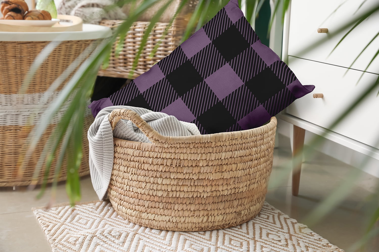 20" x 14" Simply Daisy Buffalo Plaid Polyester Indoor/Outdoor Pillow, Larkspur Qty 1