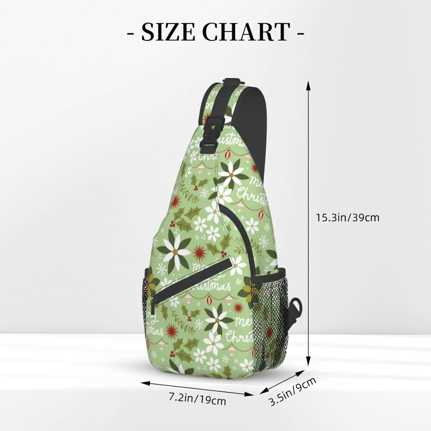 Blooming Red Christmas Flower Poinsettia Pattern Sling Bag Crossbody Hiking Travel Chest Bags Backpack Shoulder Daypack for Women Men