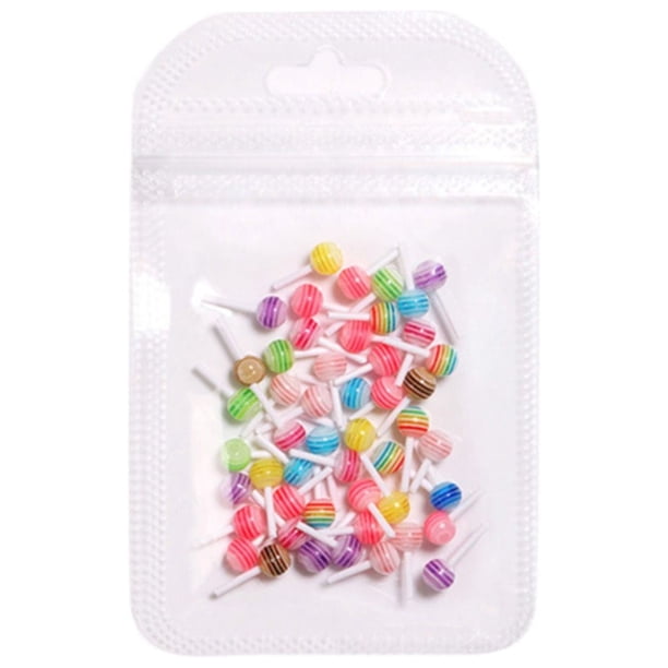 50Pcs 3D Gummy Candy Nail Charms Colorful Gummie Candy Lollipop Cute 3D Charms for Designs DIY Crafting Accessories