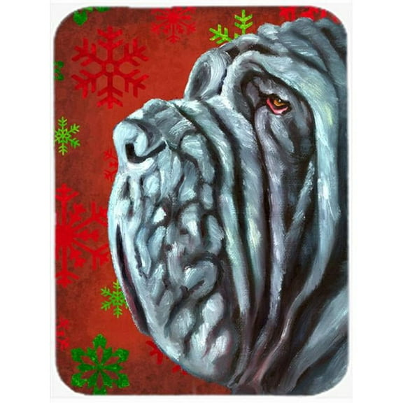 Neapolitan Mastiff Red Snowflakes Holiday Christmas Mouse Pad, Hot Pad & Trivet