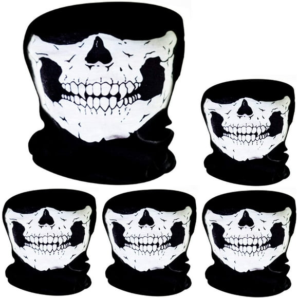 5 Pieces Skull Mask Skull Face Mask Bike Motorcycle Half Face Skeleton Mask Halloween Outdoor Sport Hat