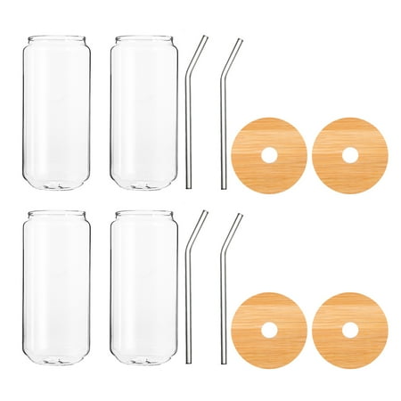 

Hemoton Glass Cups Cup Glasses Can Jar Drinking Shaped Tea Smoothie Mug Mason Water Coffee Beertumbler Cocktail Beverage Iced