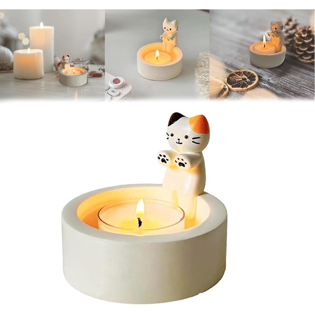 Cartoon Kitten Candle Holder, Kitty Warming Its Paws Cute Scented Light Holder, Cat Candle Holder With Warming Cat Paws, Gift For Cat Lover