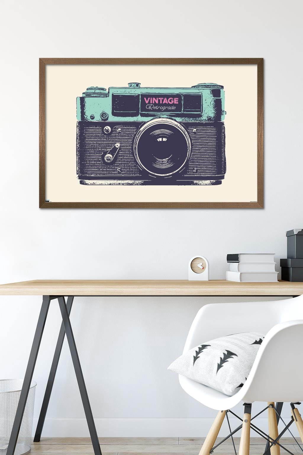 Vintage Camera Wall Poster, 22.375" x 34" Framed